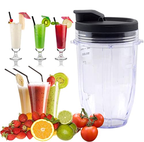 Replacement 32oz Blender Cup with Sip & Seal Lid, 2-Pack for Nutri Ninja H5036