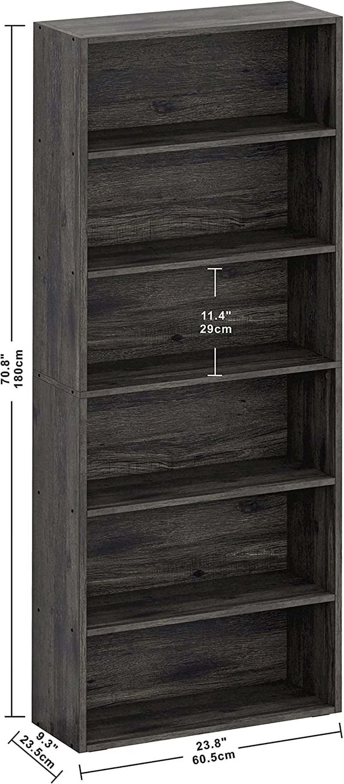 IRONCK 6-Tier Tall Bookcase for Home Office, Living Room, Bedroom (Charcoal Grey) N99911