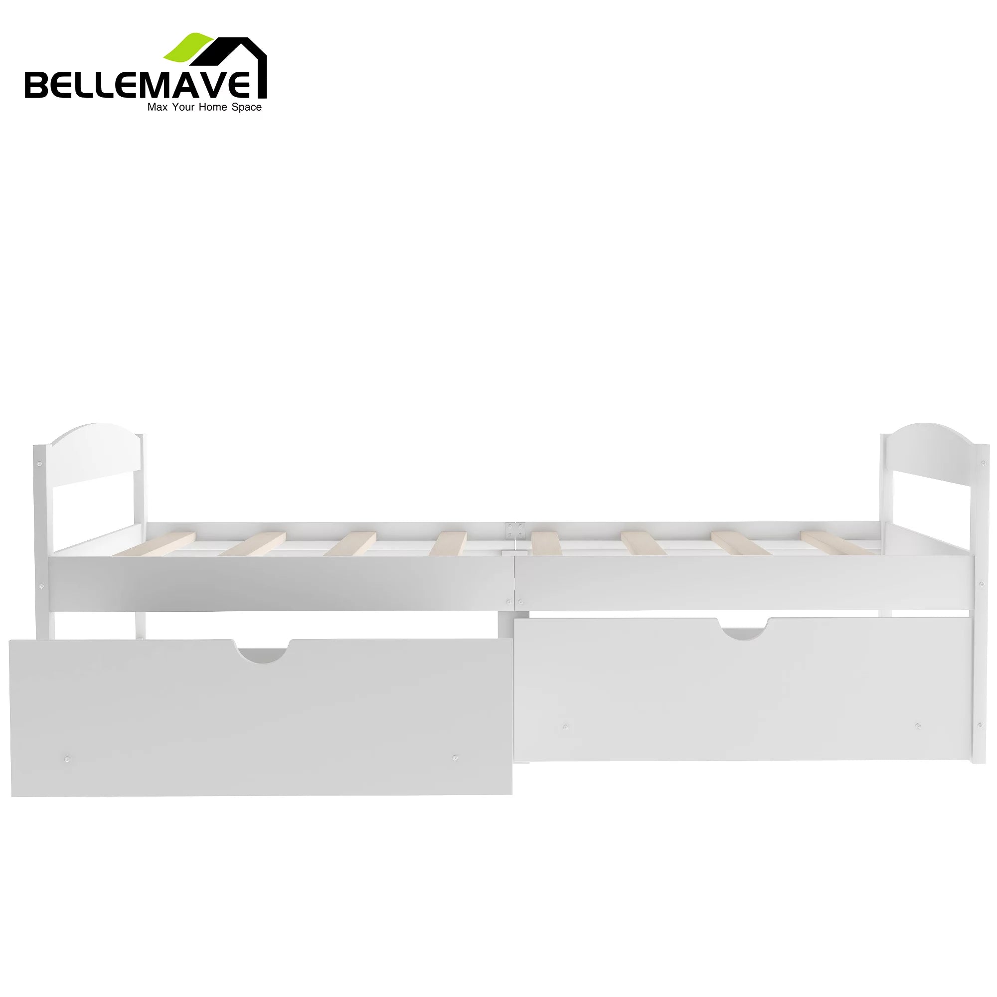 Bellemave White Twin Size Platform Bed with 2 Drawers S164920