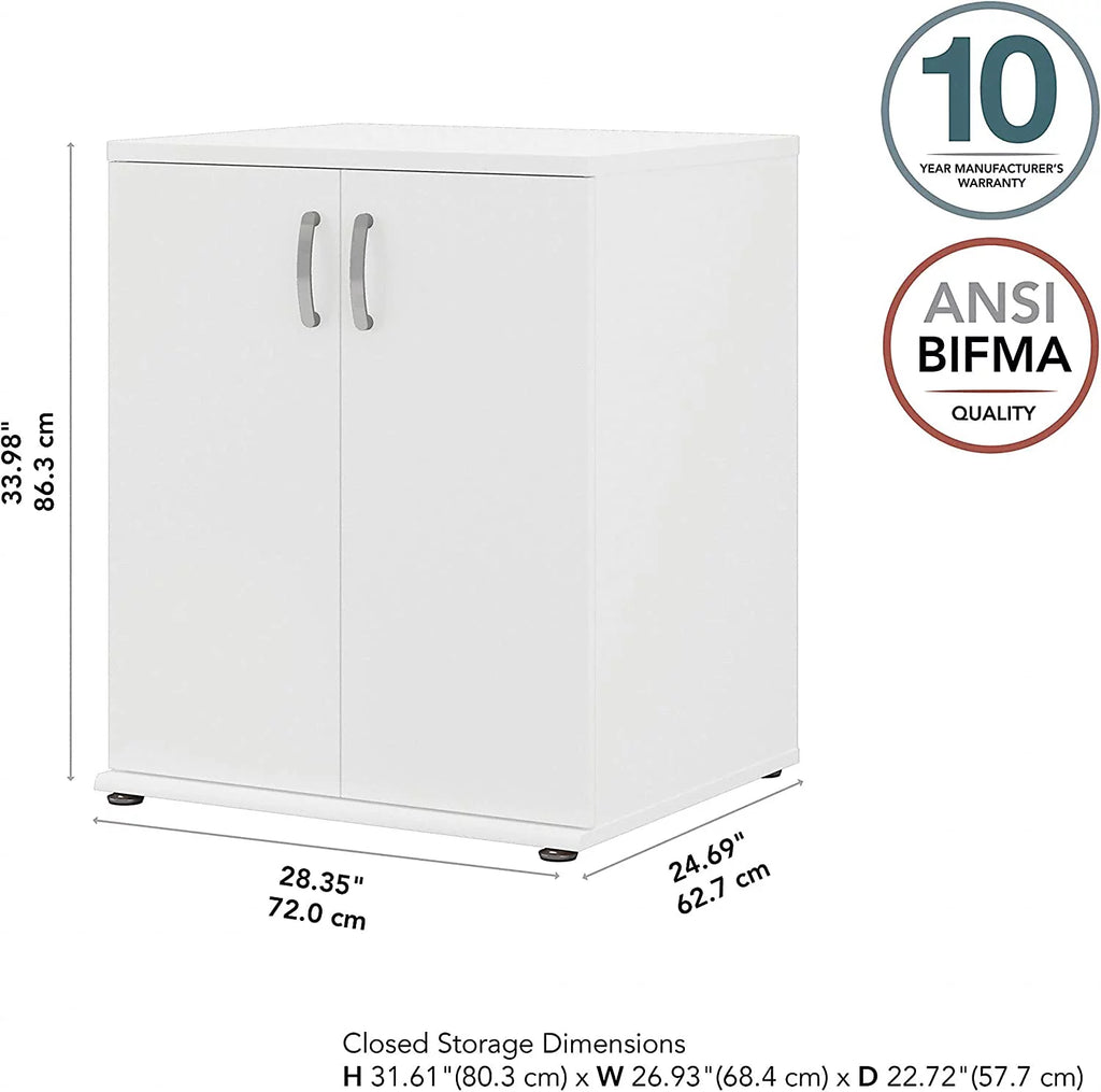 Universal Laundry Room Cabinet with Doors in White, Engineered Wood X203