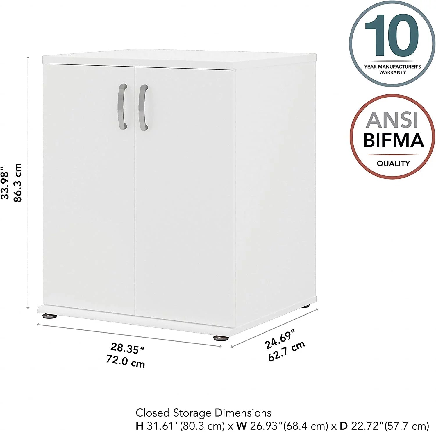 Universal Laundry Room Cabinet with Doors in White, Engineered Wood X203