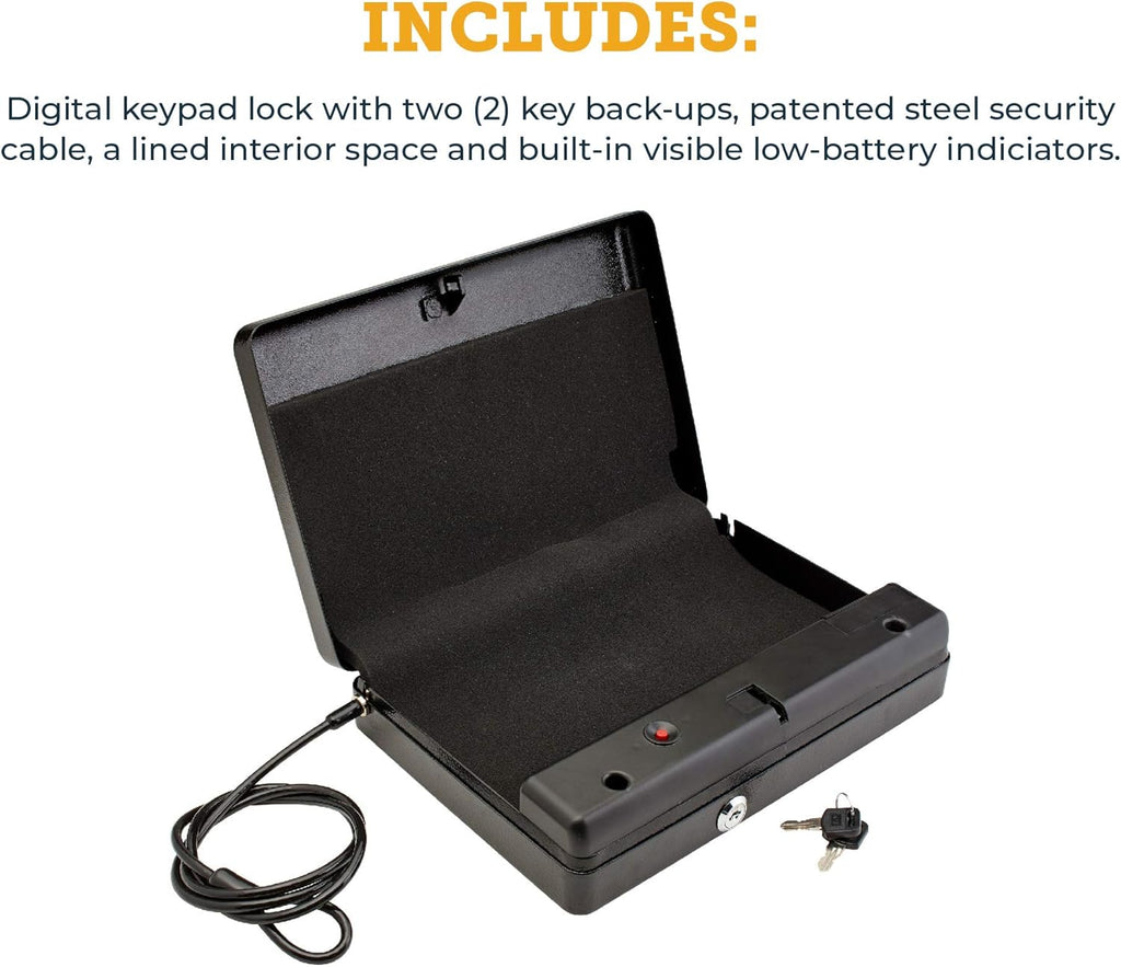 SnapSafe Gun Keypad Vault – Keypad Handgun Safe for Pistols and Valuables – Black F183861