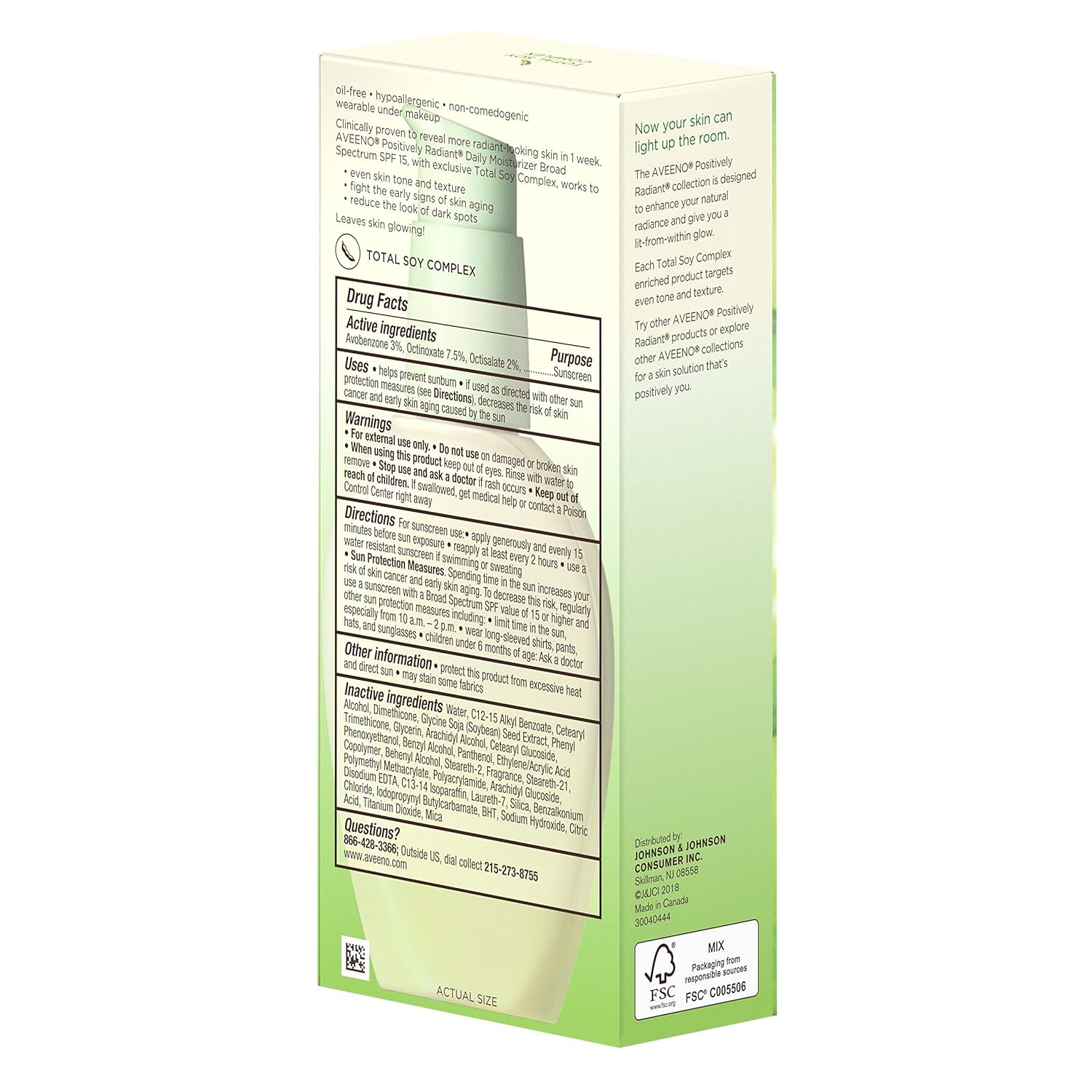Aveeno Positively Radiant Daily Face Moisturizer SPF 15, 4 fl. oz C5945