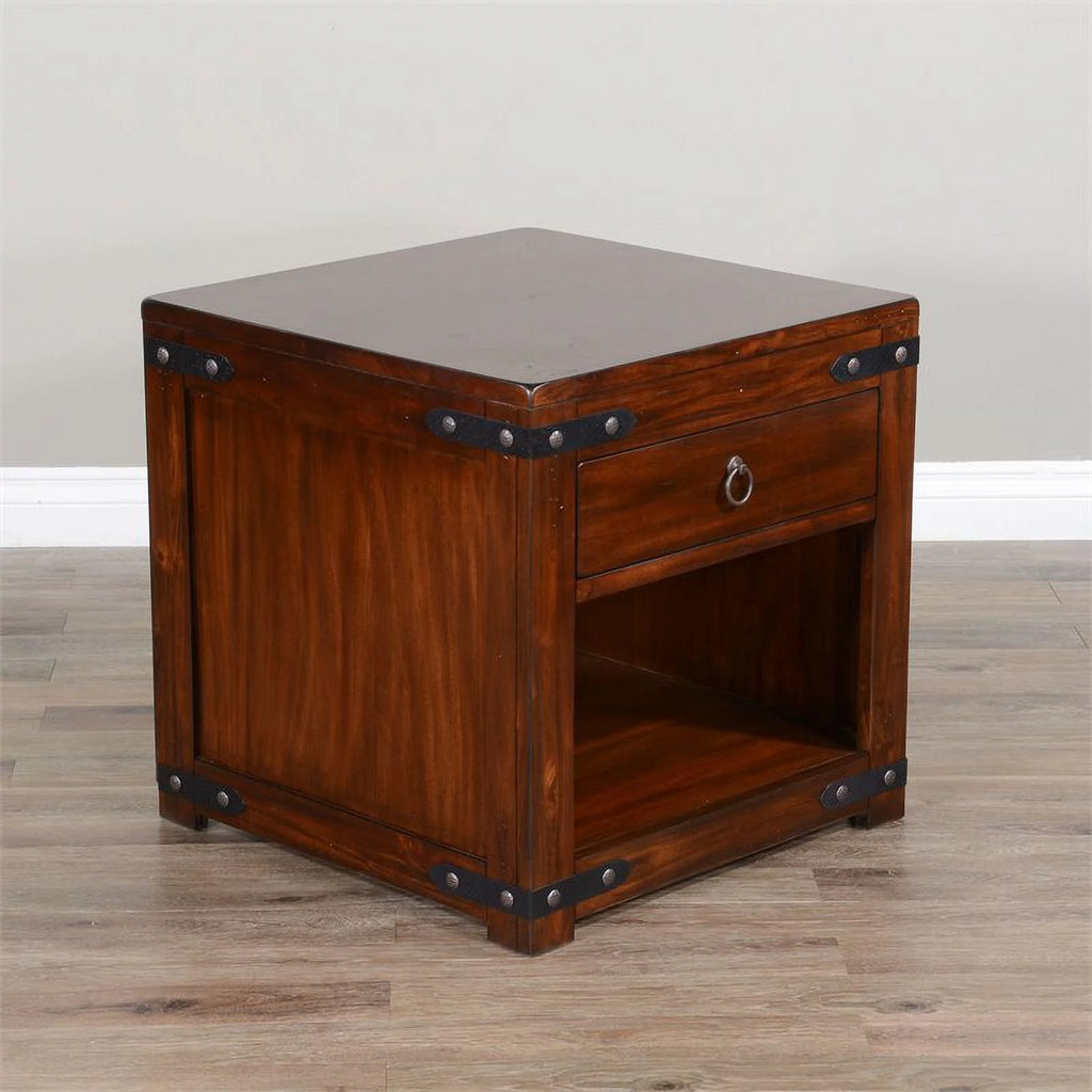 Home Square Santa Fe 24" Wood End Table Dark Chocolate Set of 2 S4904