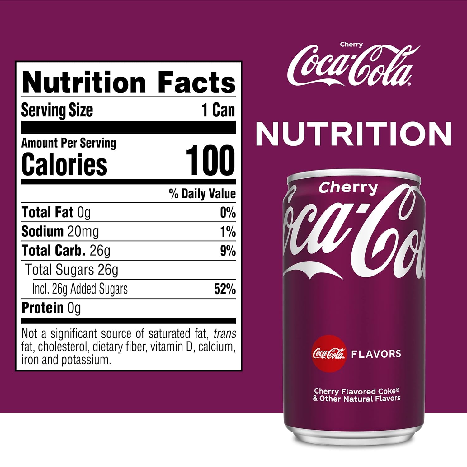 Coca-Cola Cherry Soda Mini Cans, 7.5 fl oz, 20 Pack T30813