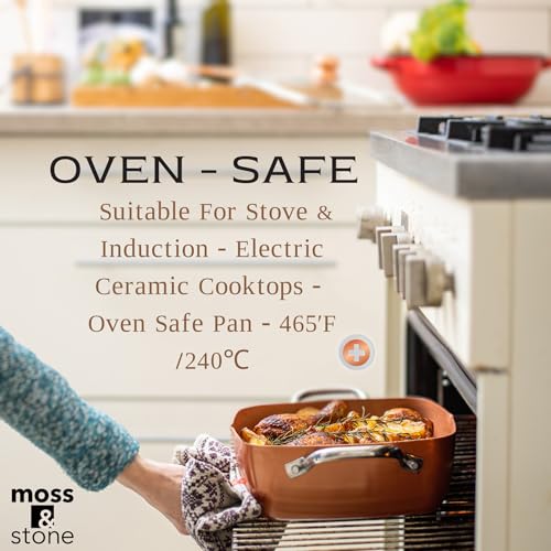 Moss & Stone Copper Chef 5-Piece Cookware Set, Non Stick Deep Frying Pan I72368