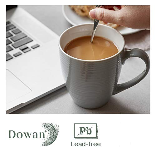 DOWAN Coffee Mugs Set of 6, 17 Oz Ceramic Cups with Handle, White W20665