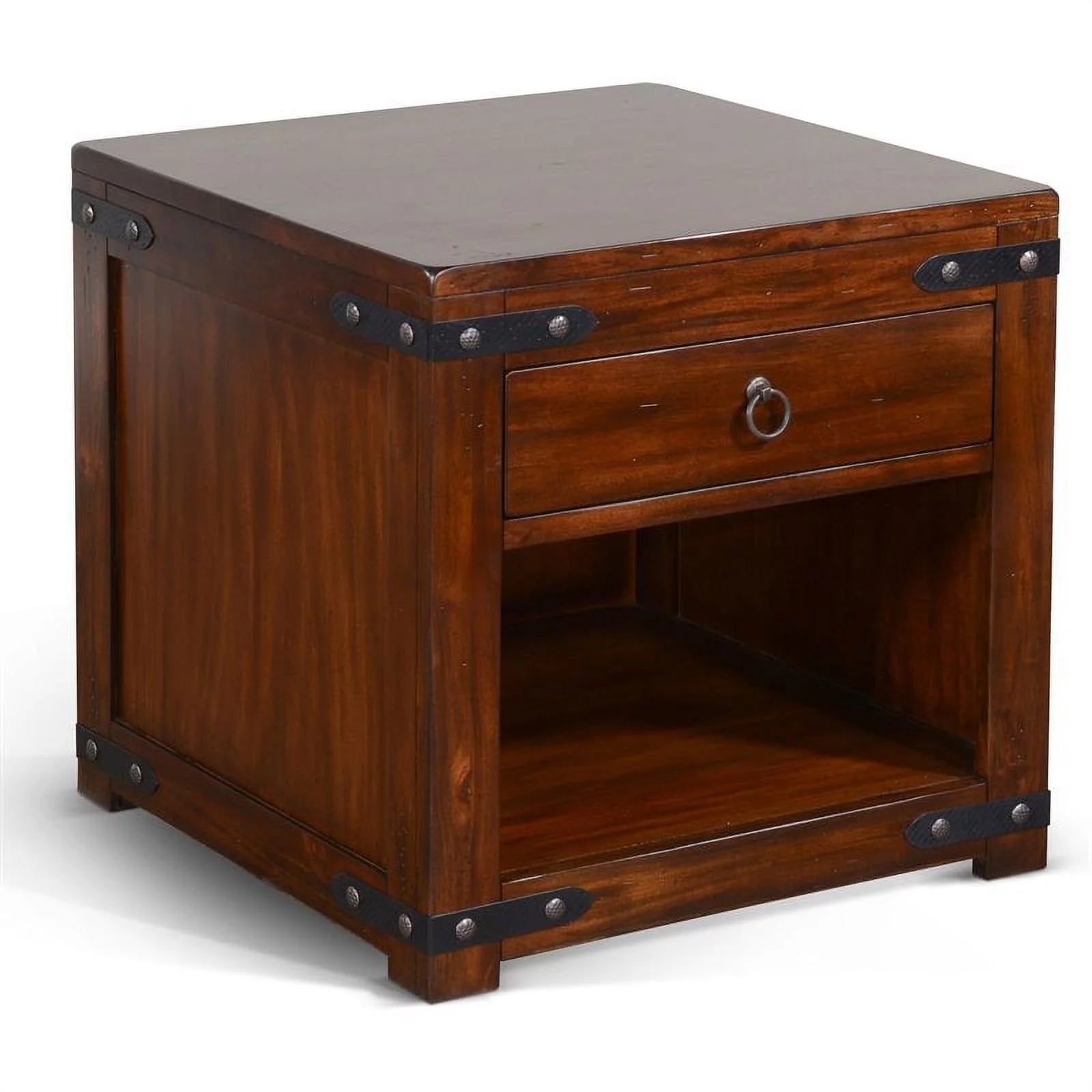 Home Square Santa Fe 24" Wood End Table Dark Chocolate Set of 2 S4904