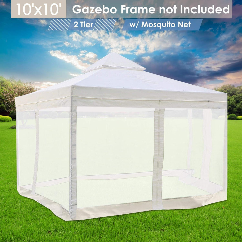 Yescom 10x10 Gazebo Top Replacement Mesh Net for 2 Tier Outdoor Canopy White B5680
