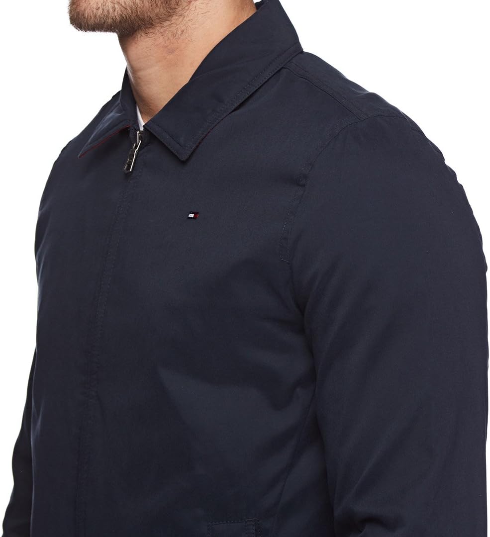 Tommy Hilfiger Men's Lightweight Zip-Up Microtwill Golf Jacket, Navy, Large M81425