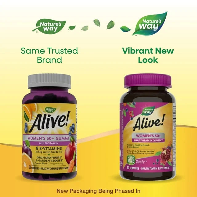 Nature's Way Alive Women's 50+ Gummy Vitamins Fruit Flavors 60 Count (Pack of 6) Q453
