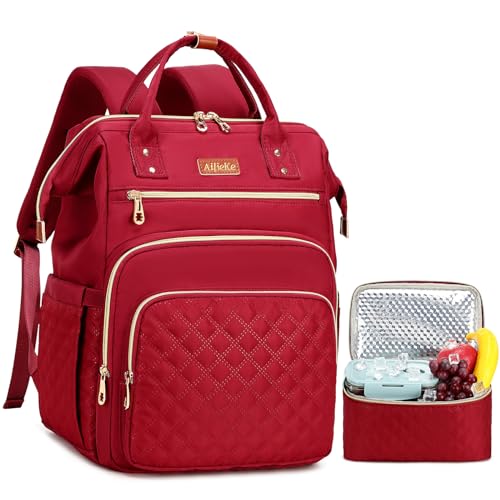 Lunch Backpack for Women, 15.6 inch Laptop Backpack for Women, Work Backpack for Women with Insulated Cooler Lunch Bag for Travel Nurse Teacher, Grey