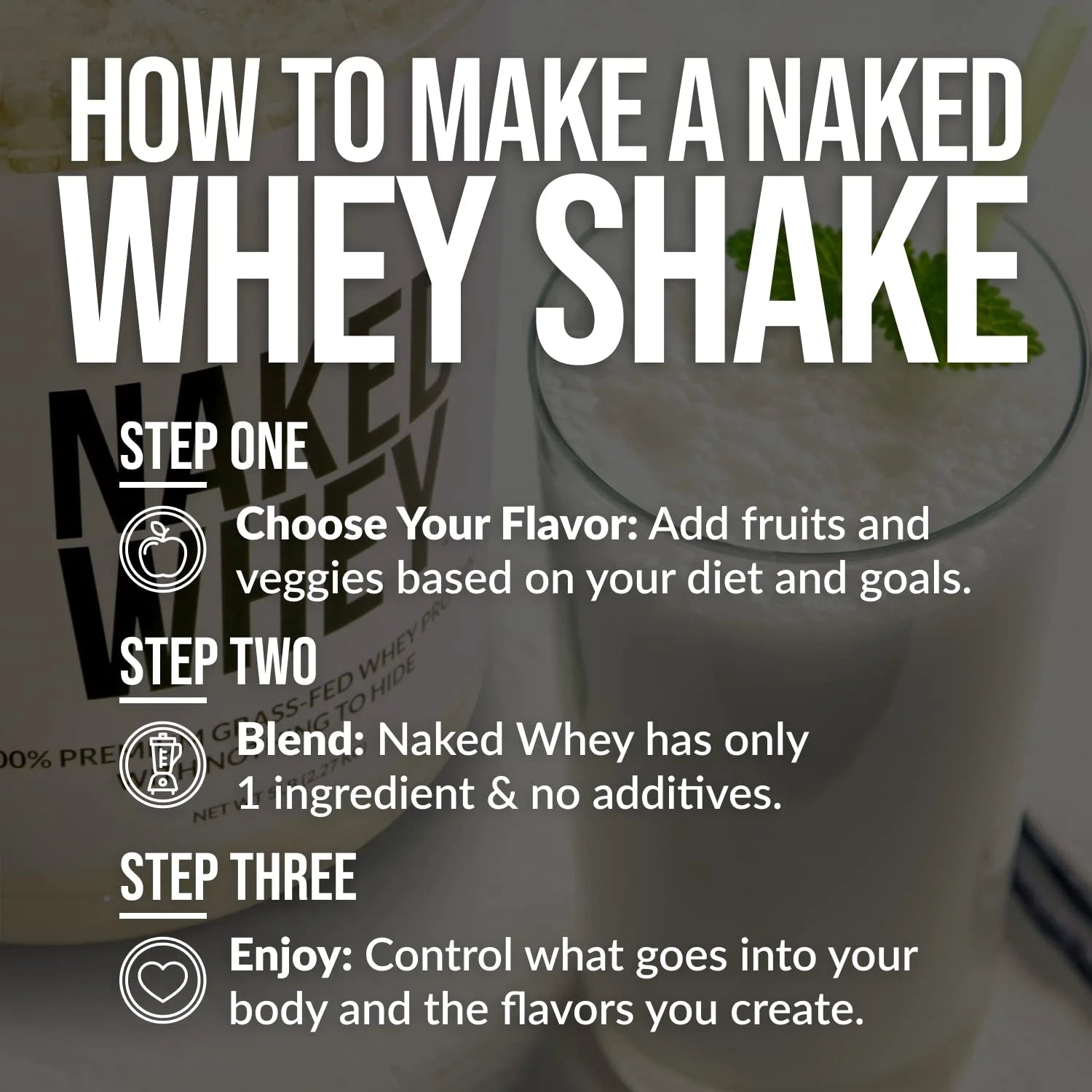 Naked WHEY 5LB Unflavored Whey Protein Powder, 100% Grass Fed, 1 Ingredient J97515