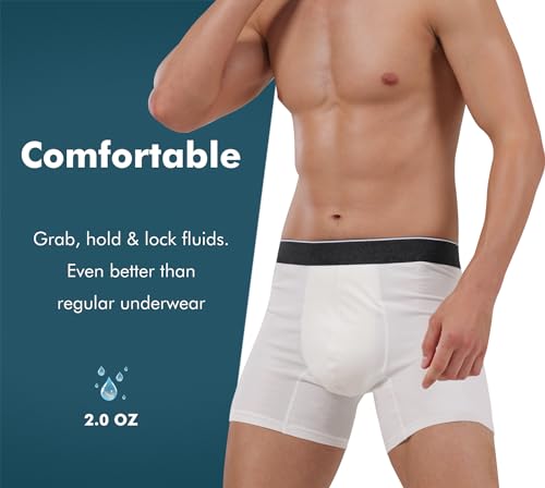 Washable Cotton Incontinence Boxer Briefs for Men, 6" Inseam, Small Black P14860