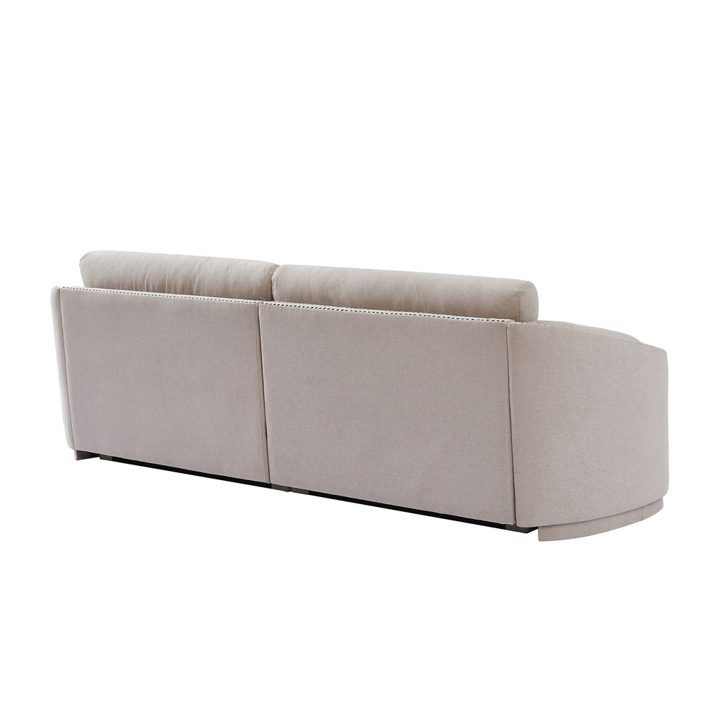 KAMIDA 3-Seater Upholstered Sofa Couch with Semilunar Arms, Beige V218
