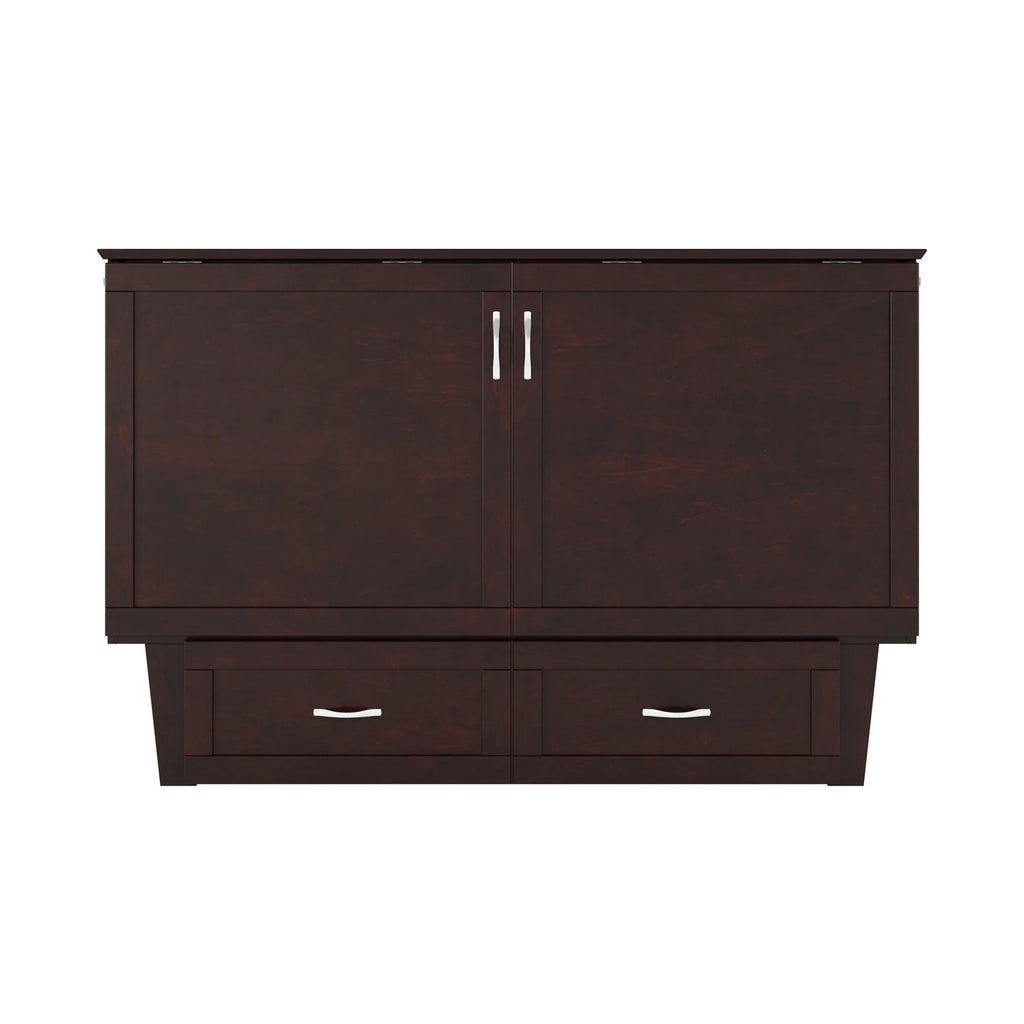 AFI Chelsea Queen Solid Wood Murphy Bed Chest with Mattress Espresso I253004