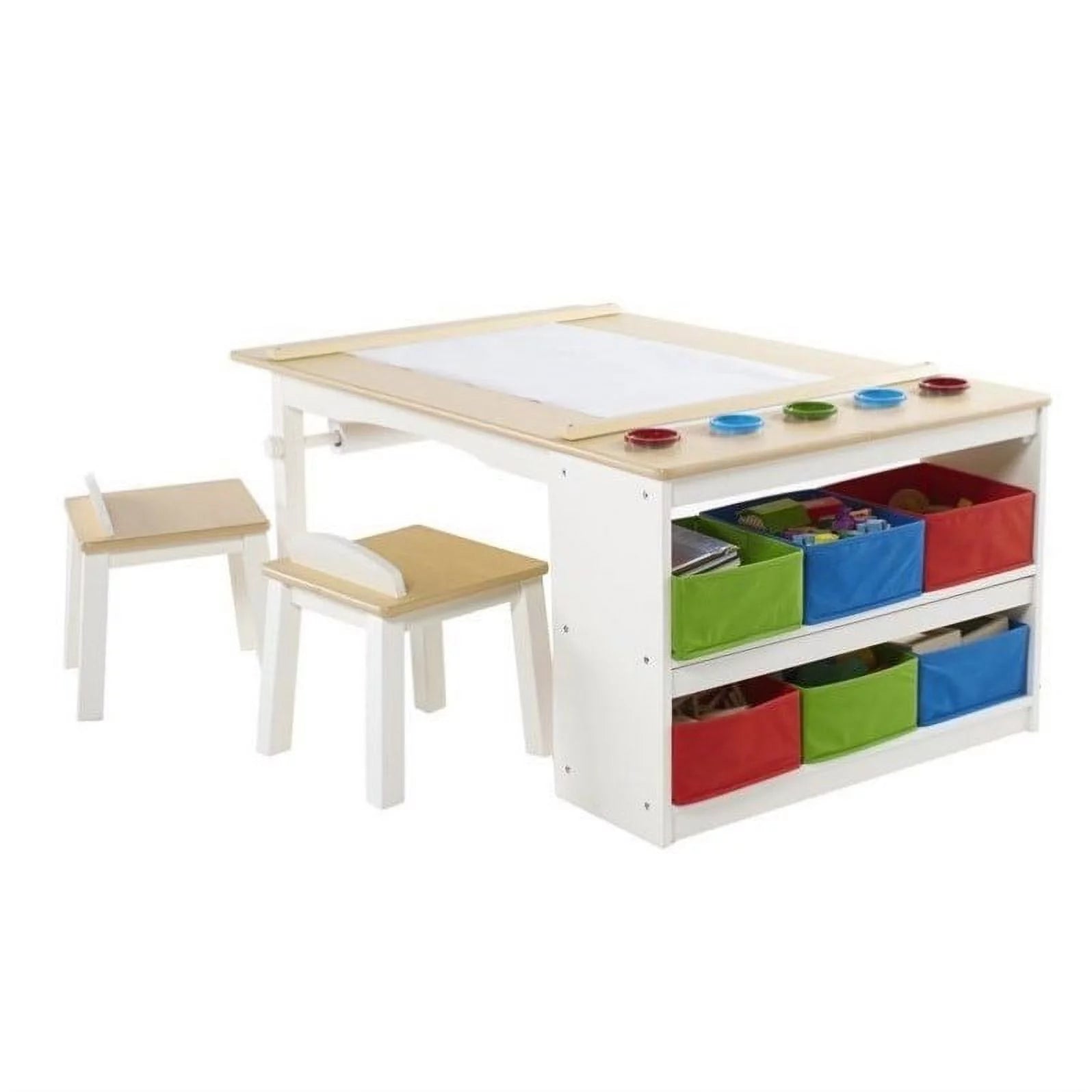 Guidecraft Arts and Crafts Center Kids Activity Table with Stools and Storage Q77012
