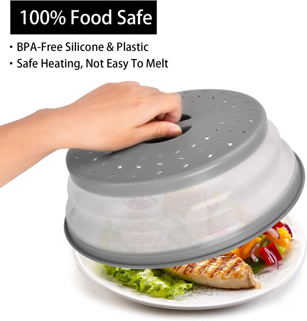 Microwave Splatter Cover, Vented Collapsible with Handle, BPA-Free, Gray, 10.5 inch A8231