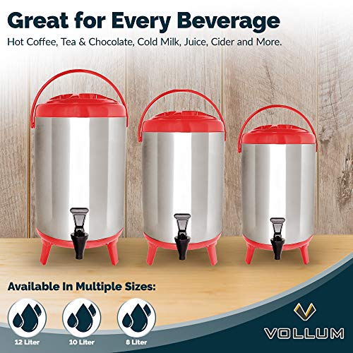 Vollum Stainless Steel Insulated Beverage Dispenser 10L with Spigot, Black T119