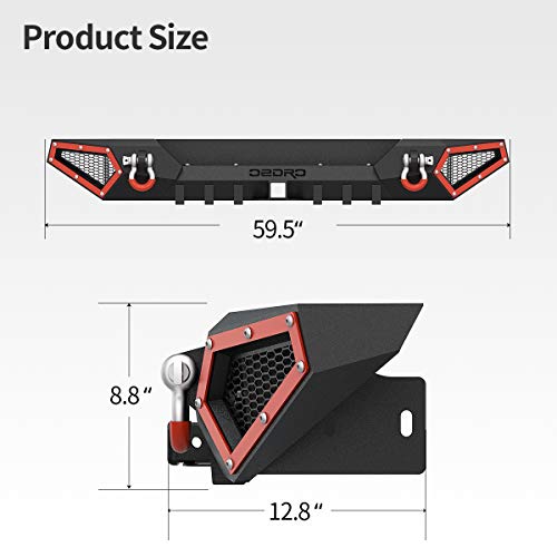 OEDRO Front Bumper for 87-06 Jeep Wrangler TJ YJ LJ with Winch Plate & LED Lights D975