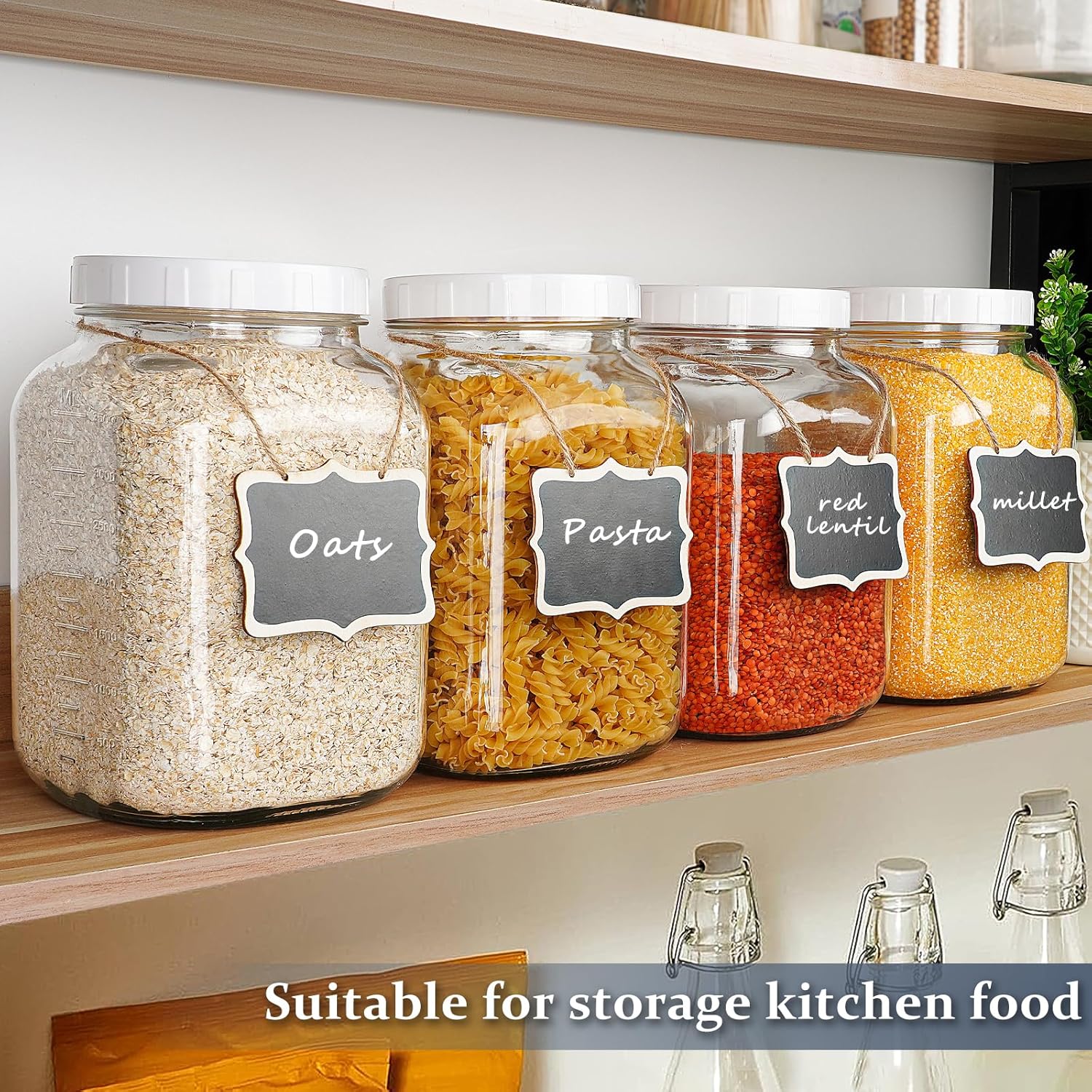 Folinstall Wide Mouth 1 Gallon Clear Glass Mason Jar with Airtight Lid P809