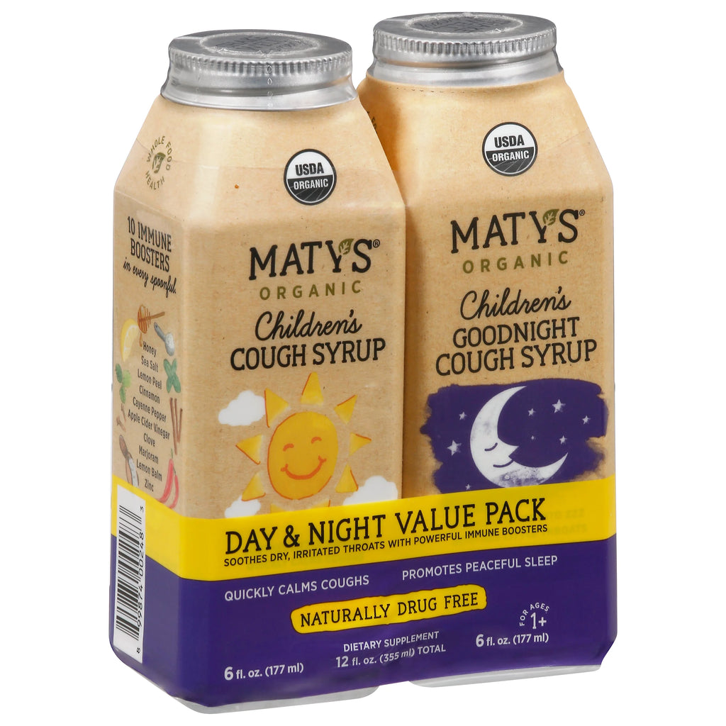 Maty's Organic Cough Syrup Value Pack Daytime & Nighttime, 2-6 fl oz Bottles A852