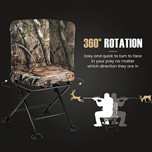 Tangkula Hunting Chair 360 Degree Swivel with Padded Cushion, Camouflage Folding for Blind, Fishing, Camping J815