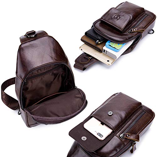 BULLCAPTAIN Men's Leather Crossbody Sling Bag N895