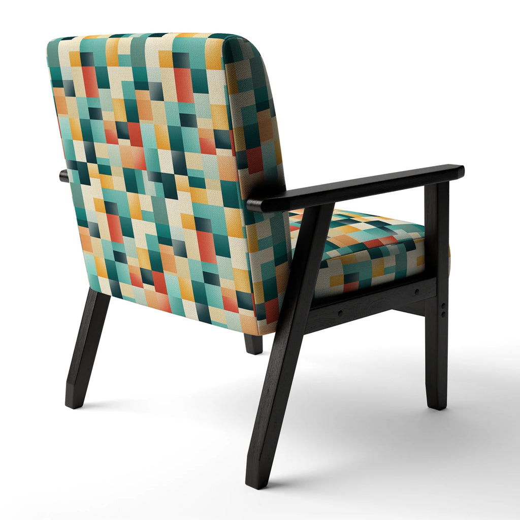 Designart Orange And Green Popart Pop Culture Pixels Upholstered Striped Accent Chair A4809