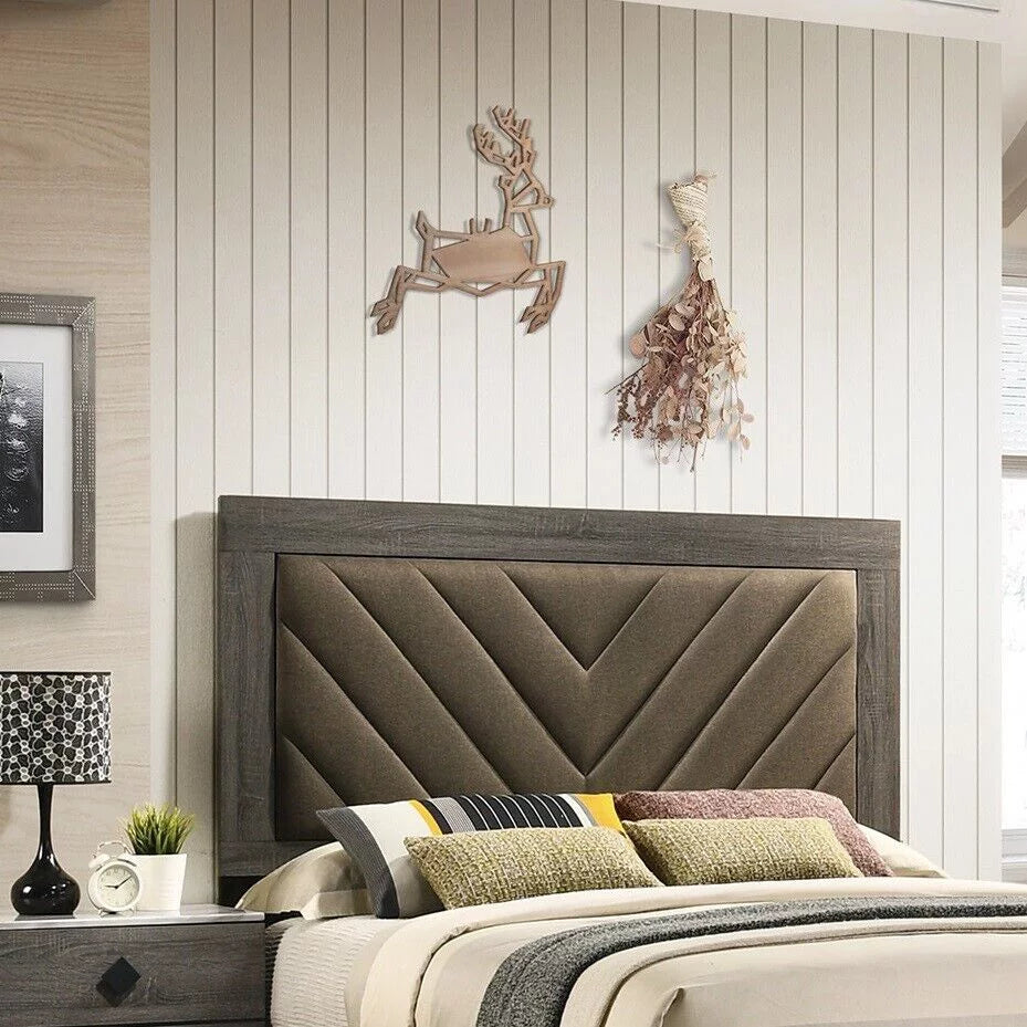 Queen Size Bed with 2 Nightstands Gray Finish Wooden Bedroom Set F71428