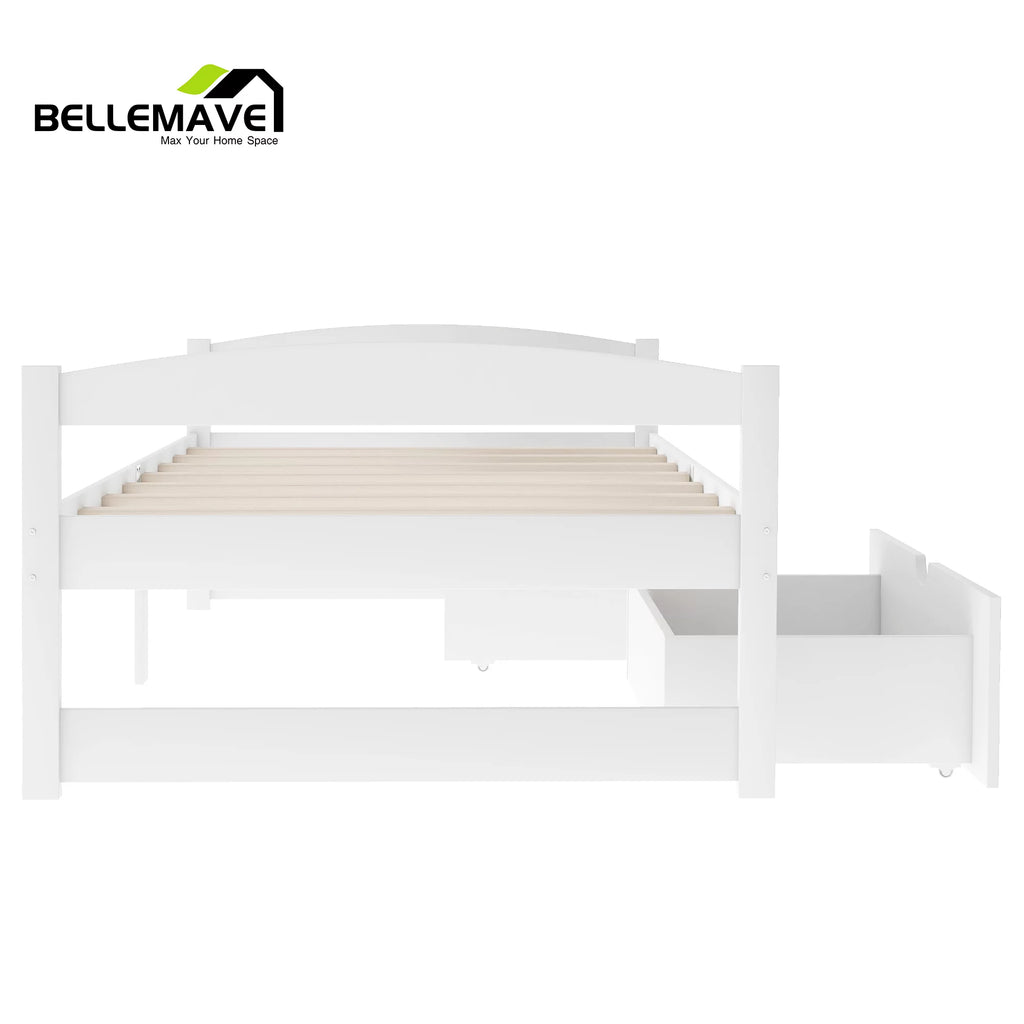 Bellemave White Twin Size Platform Bed with 2 Drawers S164920