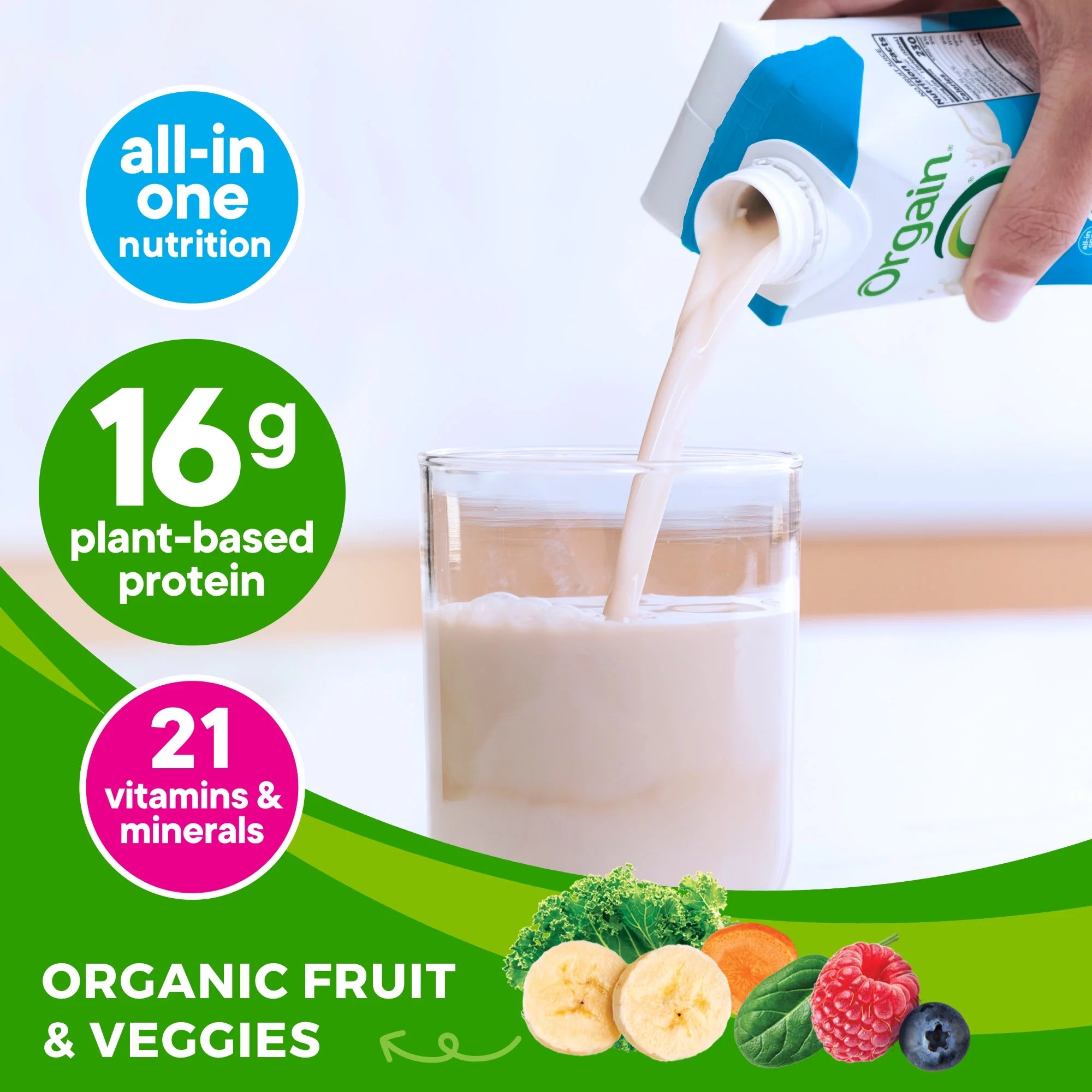 Orgain Organic Vegan Protein Shake, Vanilla Bean, 11oz, 12ct M15442