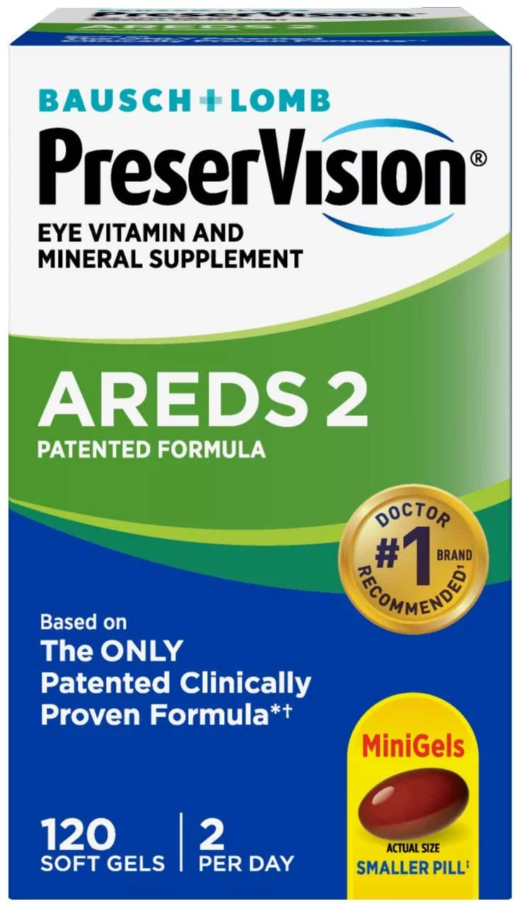PreserVision AREDS 2 Vitamin & Mineral Supplement 120 Count Soft Gels, Packaging May Vary