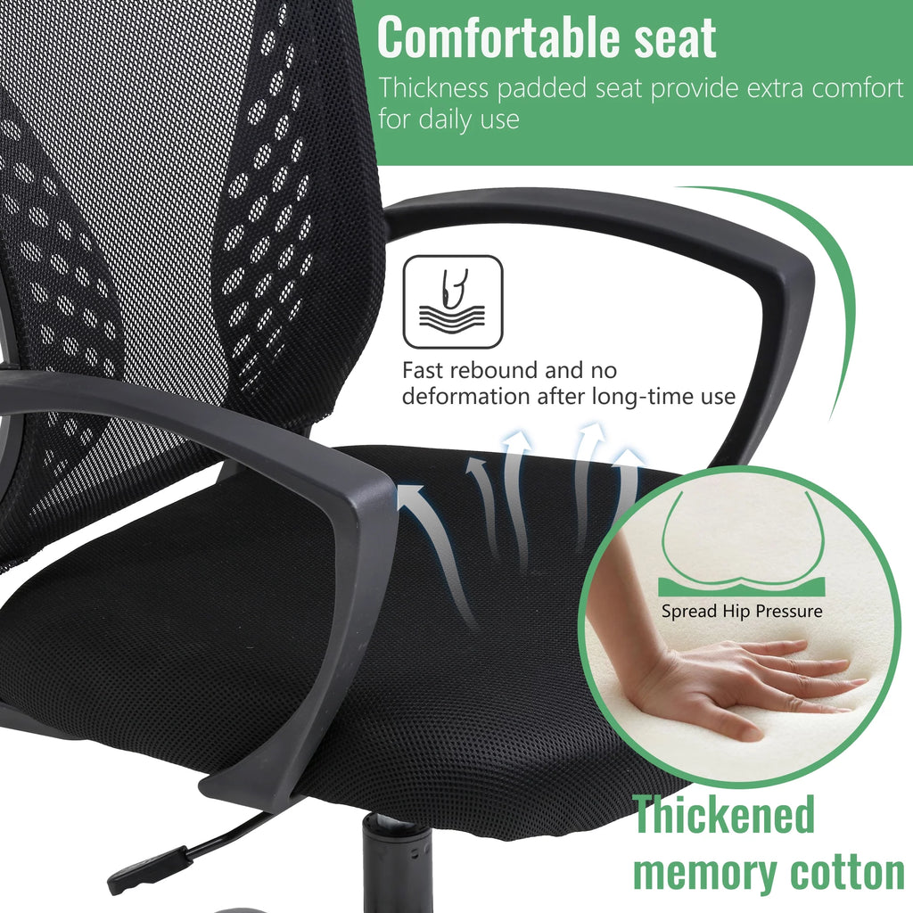 FDW Mesh Office Chair Ergonomic Swivel with Lumbar Support, Black C776