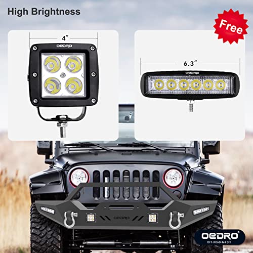 OEDRO Front Bumper for 87-06 Jeep Wrangler TJ YJ LJ with Winch Plate & LED Lights D975