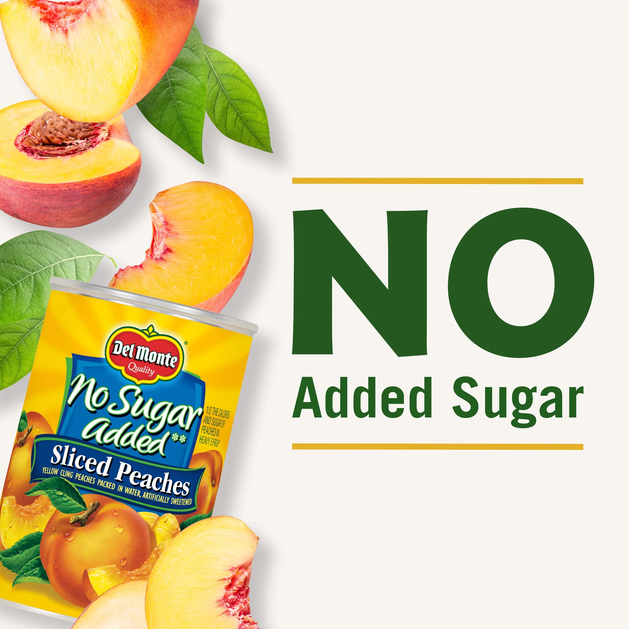 Del Monte Sliced Peaches, No Sugar Added, 14.5 oz, 6 Pack Q2635
