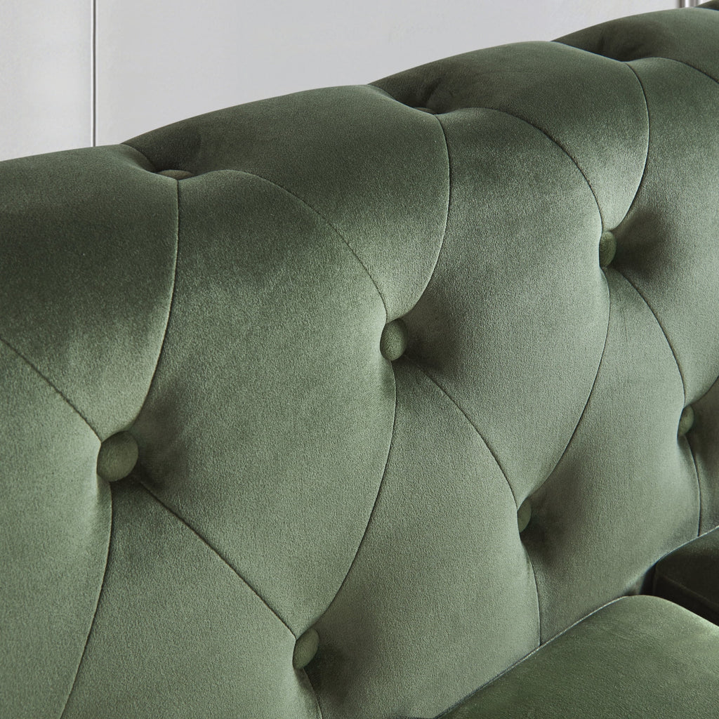 Classic Traditional Upholstered Sofa with High-Tech Fabric, Large Green Q8173