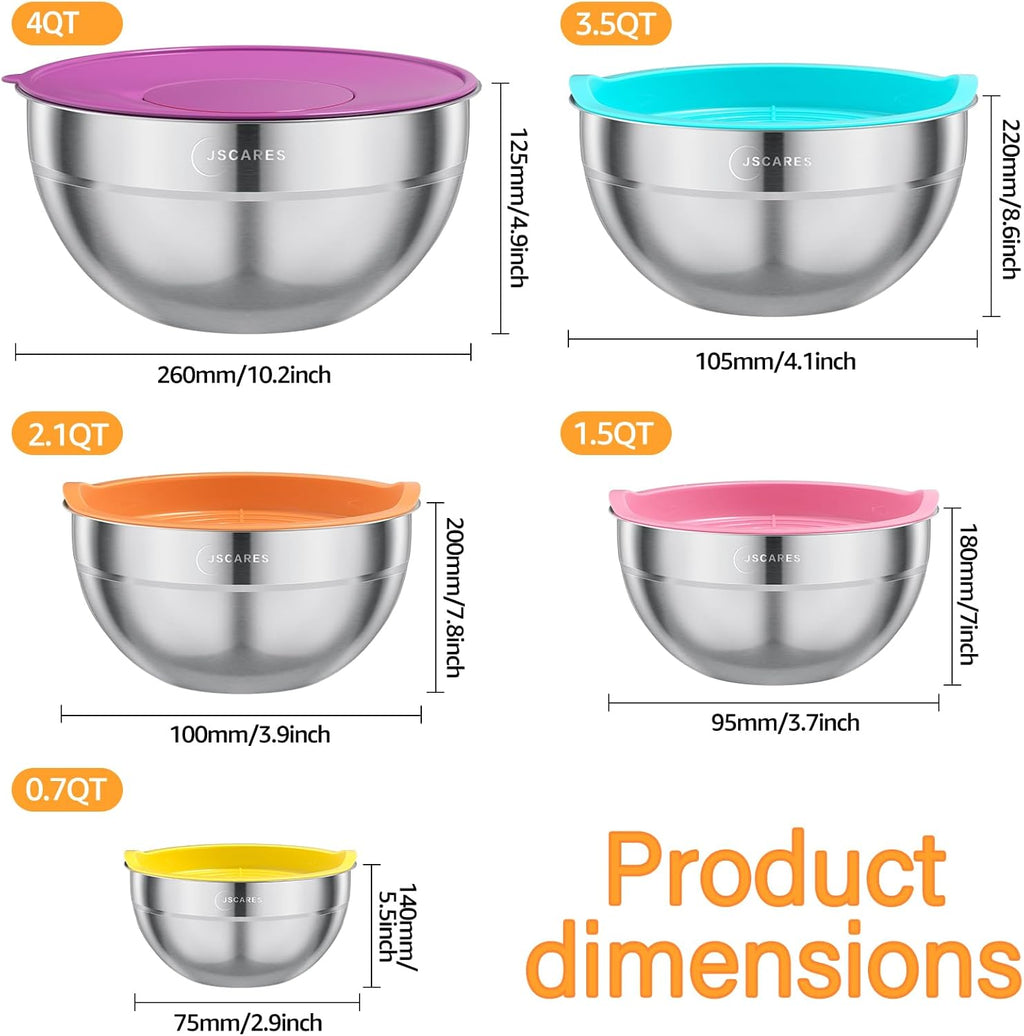 Stainless Steel Mixing Bowls with Lids, 5 Piece Set T21579