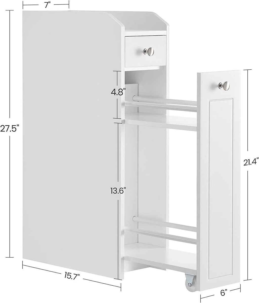 YINCHEN Small Bathroom Storage Cabinet with Toilet Paper Holder, White H76028