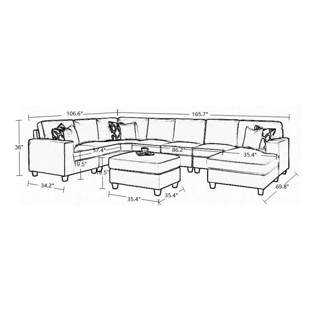 Legend Vansen Fabric Flexible Combination Module Reversible Sectional Sofa V274674