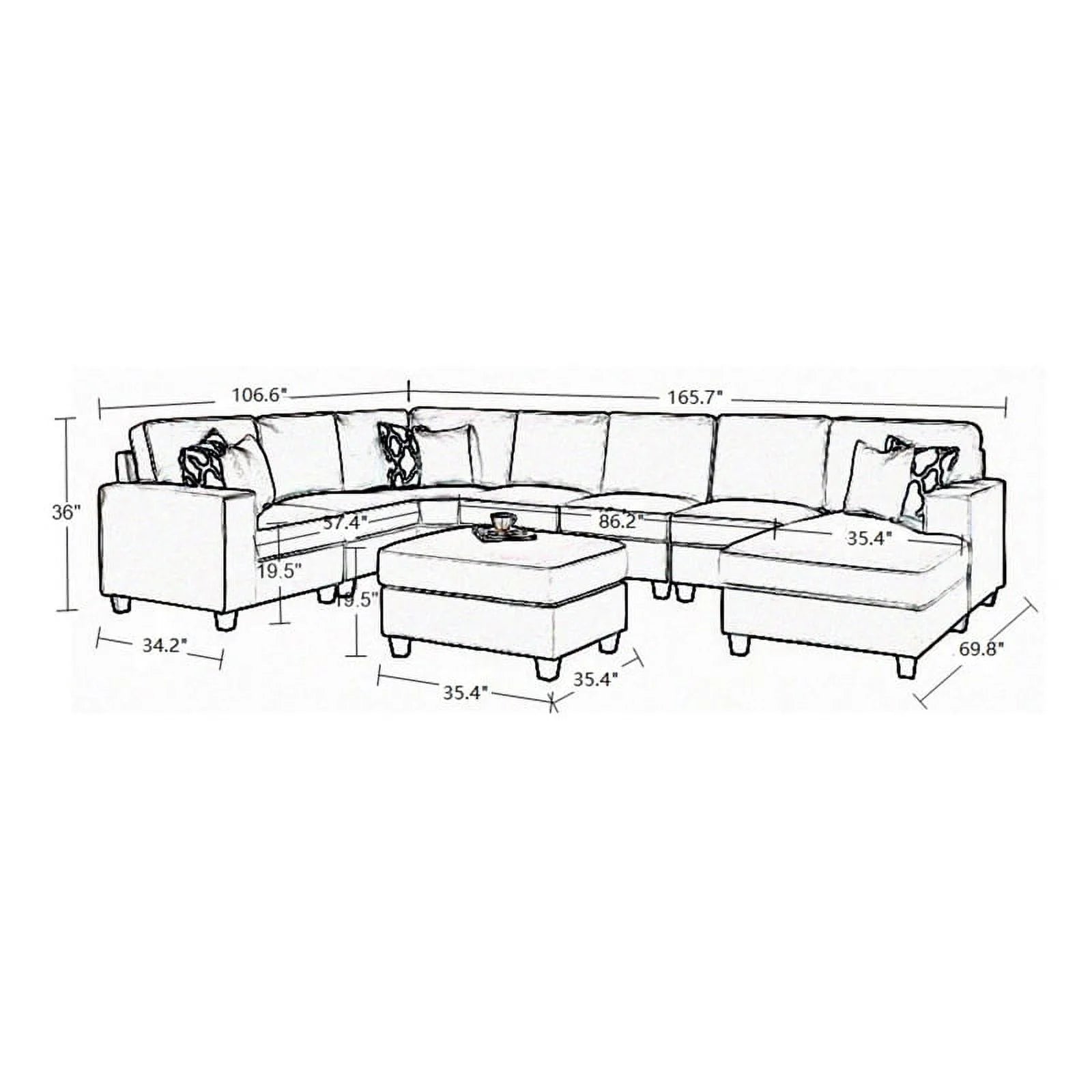 Legend Vansen Fabric Flexible Combination Module Reversible Sectional Sofa V274674
