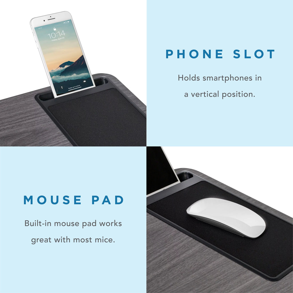 LapGear Home Office Pro Lap Desk with Wrist Rest, Mouse Pad and Phone Holder L95795