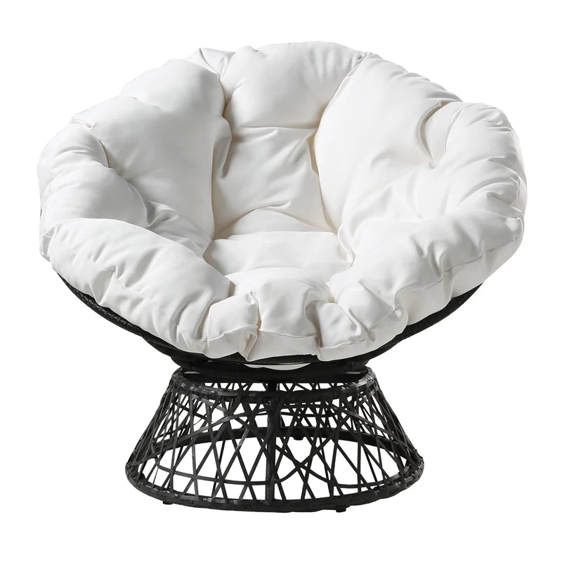 OSP Home Furnishings Papasan Chair with White Cushion and Black Frame W475806