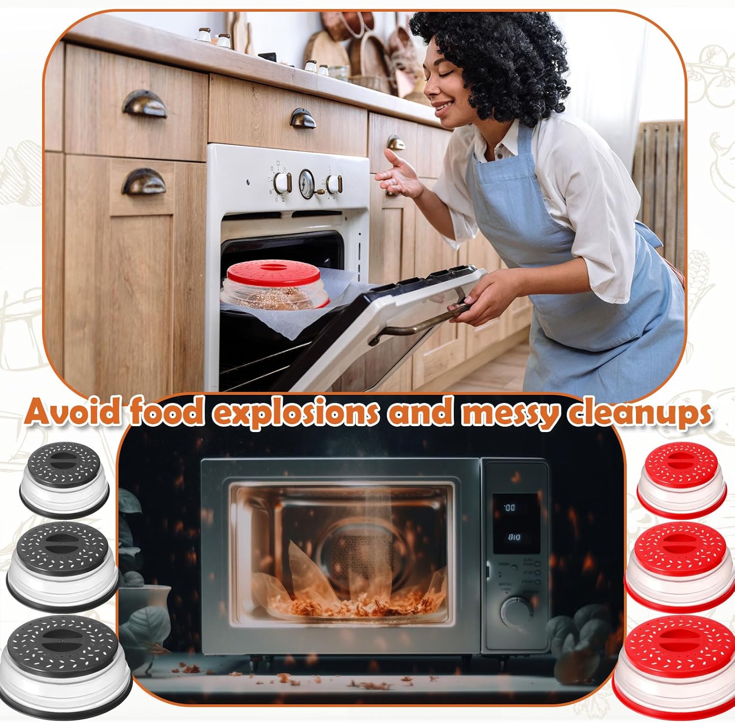 Collapsible Microwave Splatter Cover 3 Sizes BPA Free Plastic Y279301