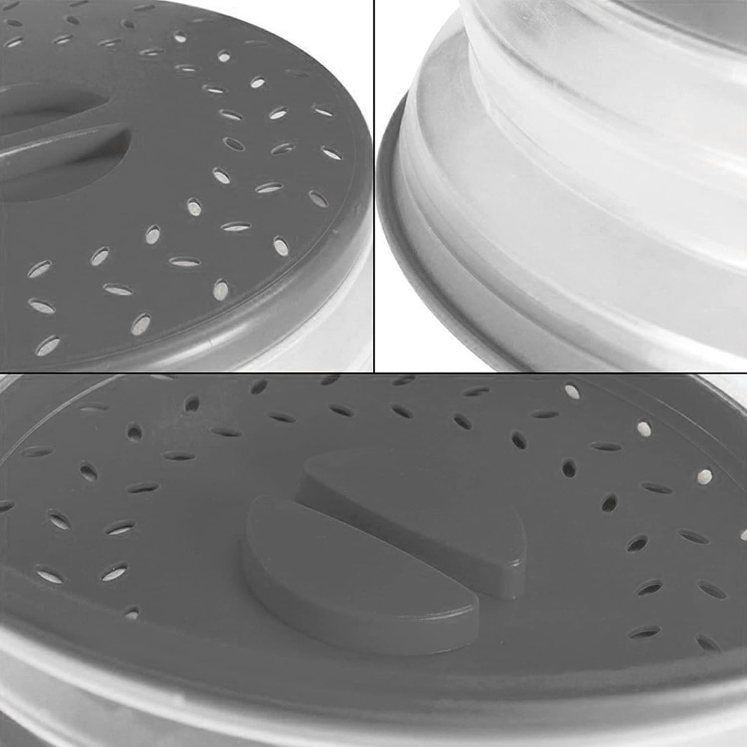 Microwave Splatter Cover, Vented Collapsible with Handle, BPA-Free, Gray, 10.5 inch A8231