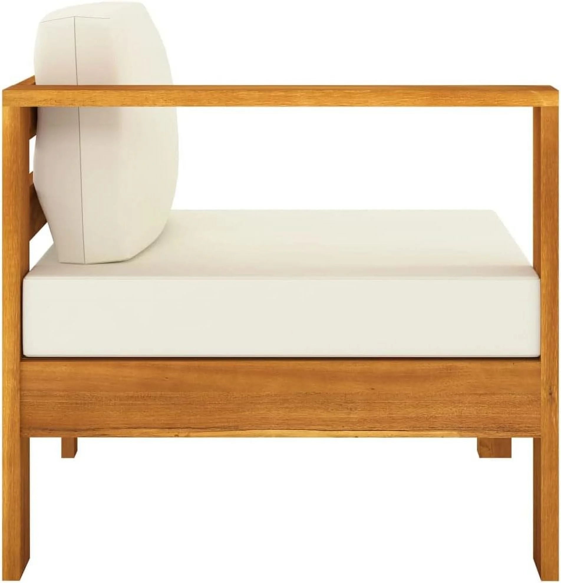 6 Piece Patio Lounge Set with Cream White Cushions Acacia Wood Outdoor Table U381