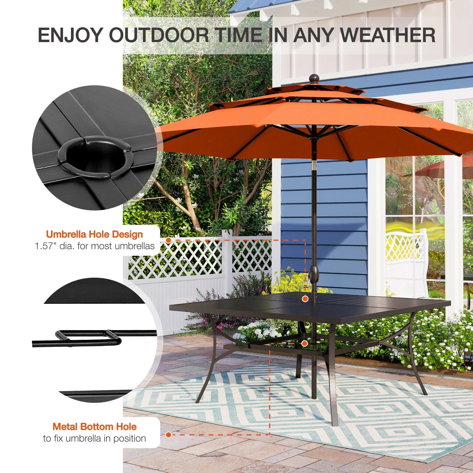 Sophia & William 9 Piece Outdoor Metal Patio Dining Set with Swivel Chairs D233402