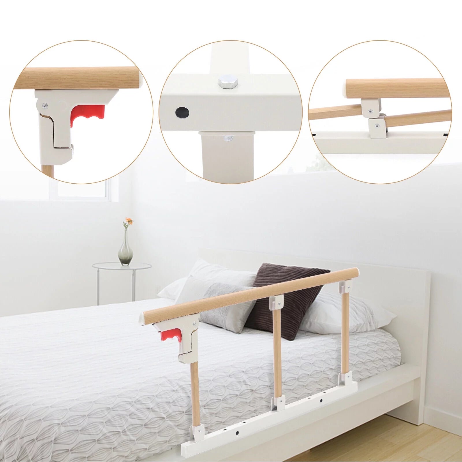 Wuzstar Bed Side Rails Guard Folding Bed Safety Rail for Elderly Adults I867453