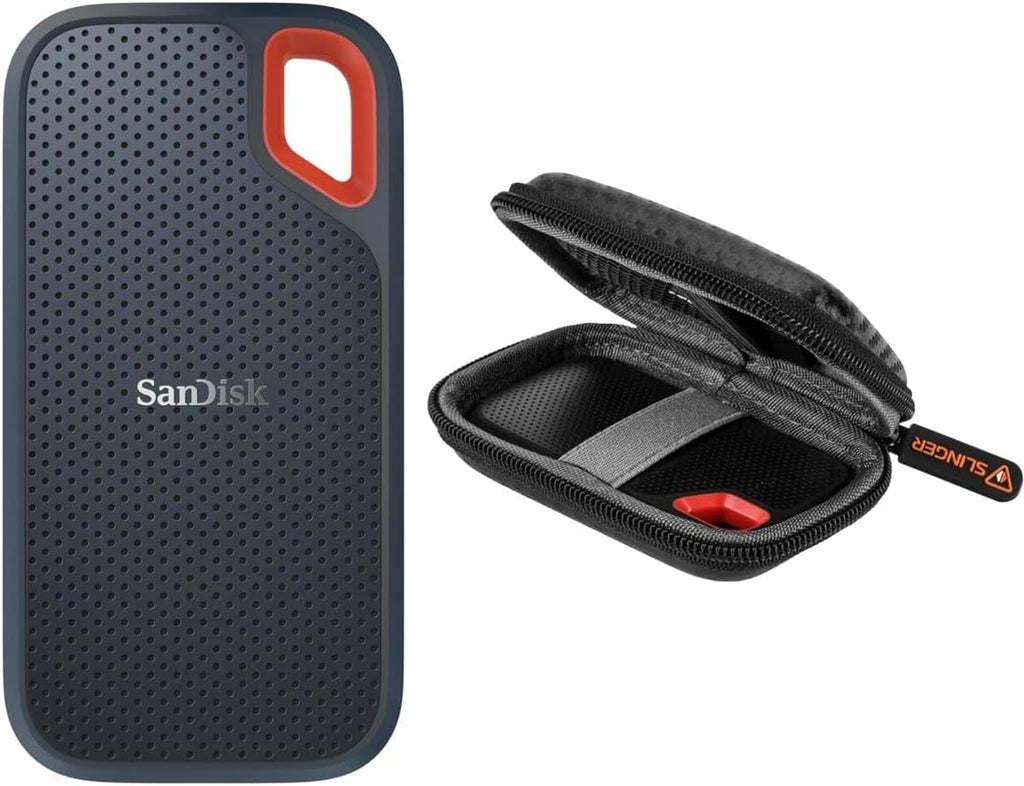 SanDisk Extreme Portable 4TB USB 3.2 Gen 2 Type-C External SSD V2, Black, Bundle with HD-1 Drive Case