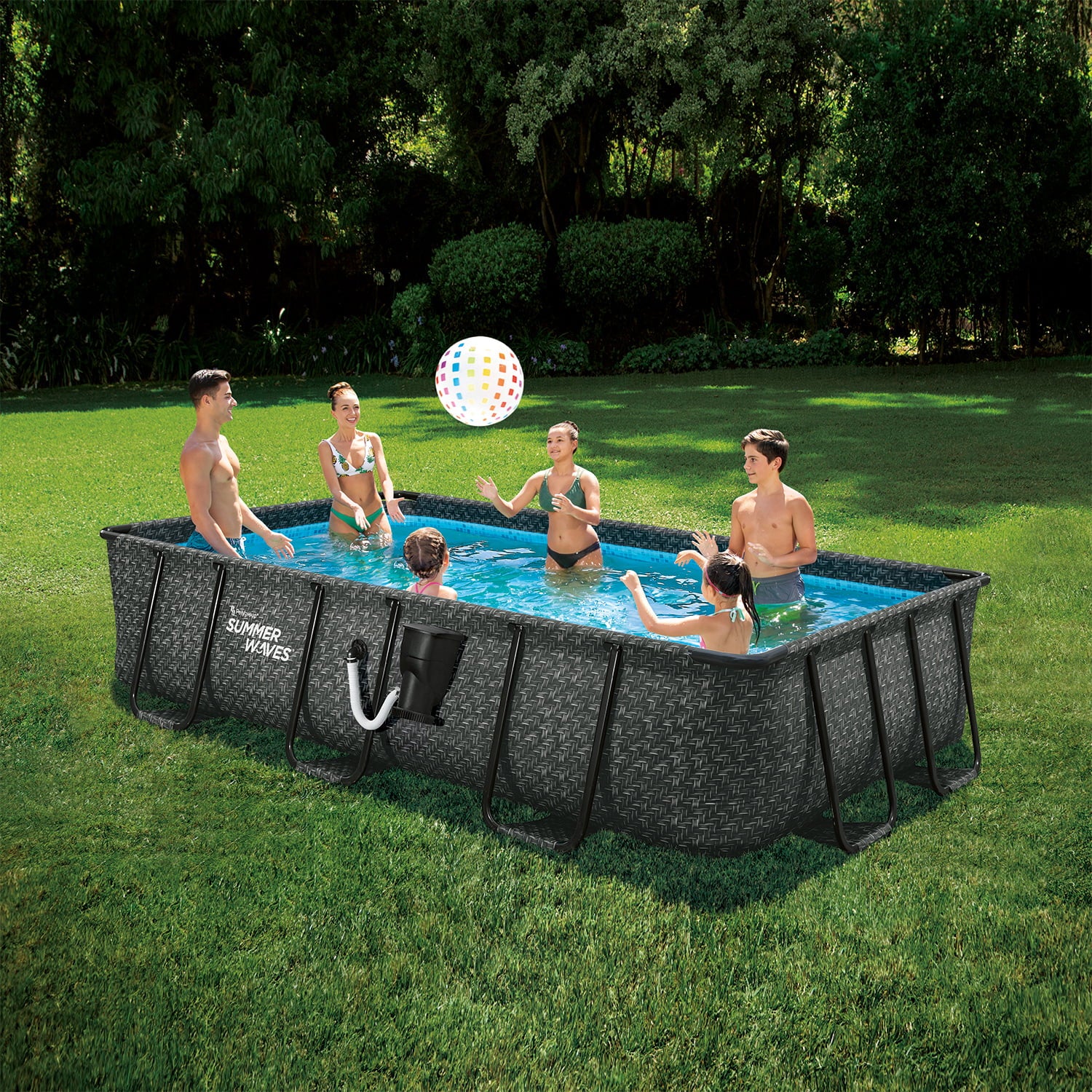 Summer Waves 14 Foot Elite Frame Rectangular Swimming Pool Q89306